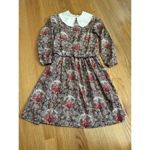 Vtg Sylvia Whyte Sz 8 Long Sleeve Spring Flare Floral Print Dress